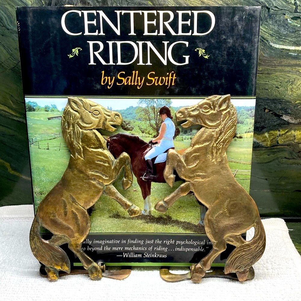 Book Ends Horses Brass Folding Base Set of 2 Vintage 7” Home Library